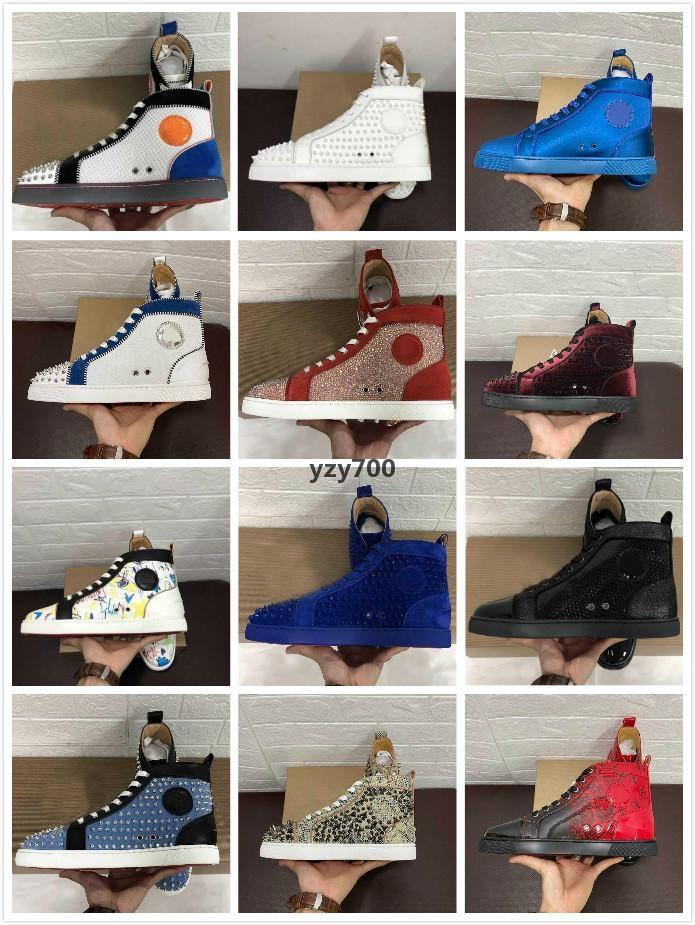 

Red-Bottoms Shoe Christians Red Luxury Leather Casual Shoes Studded Spikes Flats Black White Gold Party Couple Lover Size 34-48 Ihb, 33