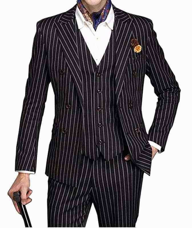 

Suits Blazers 2020 New Slim Fit Suit Set 3Piece DoubleBreasted Wedding Groomman Chalk Stripe Notched Lapels Smoking Blazer uvveat sefPants J220906, Grey