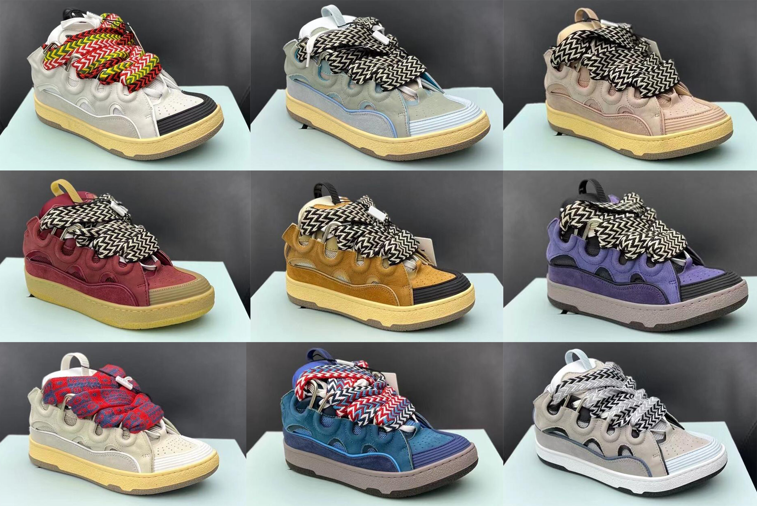 

luxury designer Leather Curb Dept Blue Grey Shoes Men Lanvins Sneaker Beige Yellow Black Purple Light Blue Gum Pink White Ivory Brown Women Authentic Outdoor Running, 48