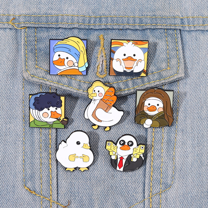 Enamel Alloy Brooches Pins Cute Duck Oil Painting Unique Design Clothes Badges Cartoon Brooch Pin Fashion Jewelry Wholesale 2 5zb E3