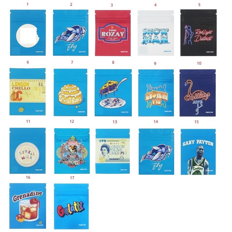 

1 Gram Mylar Bag Empty Packaging Bags 7x9cm Jefe Uncle Sam OG Snow Man Gelatti Cheetah Piss Blanco 17 Types