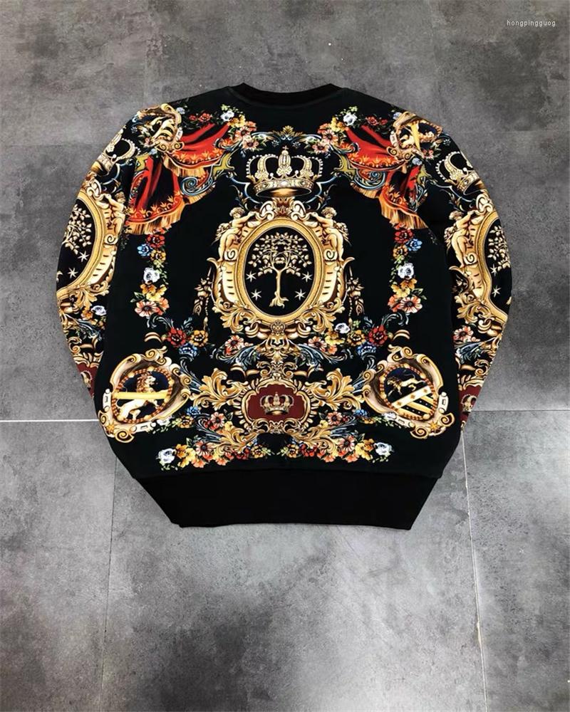 Men&#039;s Hoodies The Big Crown Slim Men&#39;s Digital High-end Printing Pullover Round Neck Sweatshirt Fashion Brand Designer Hoodi-image-811011226