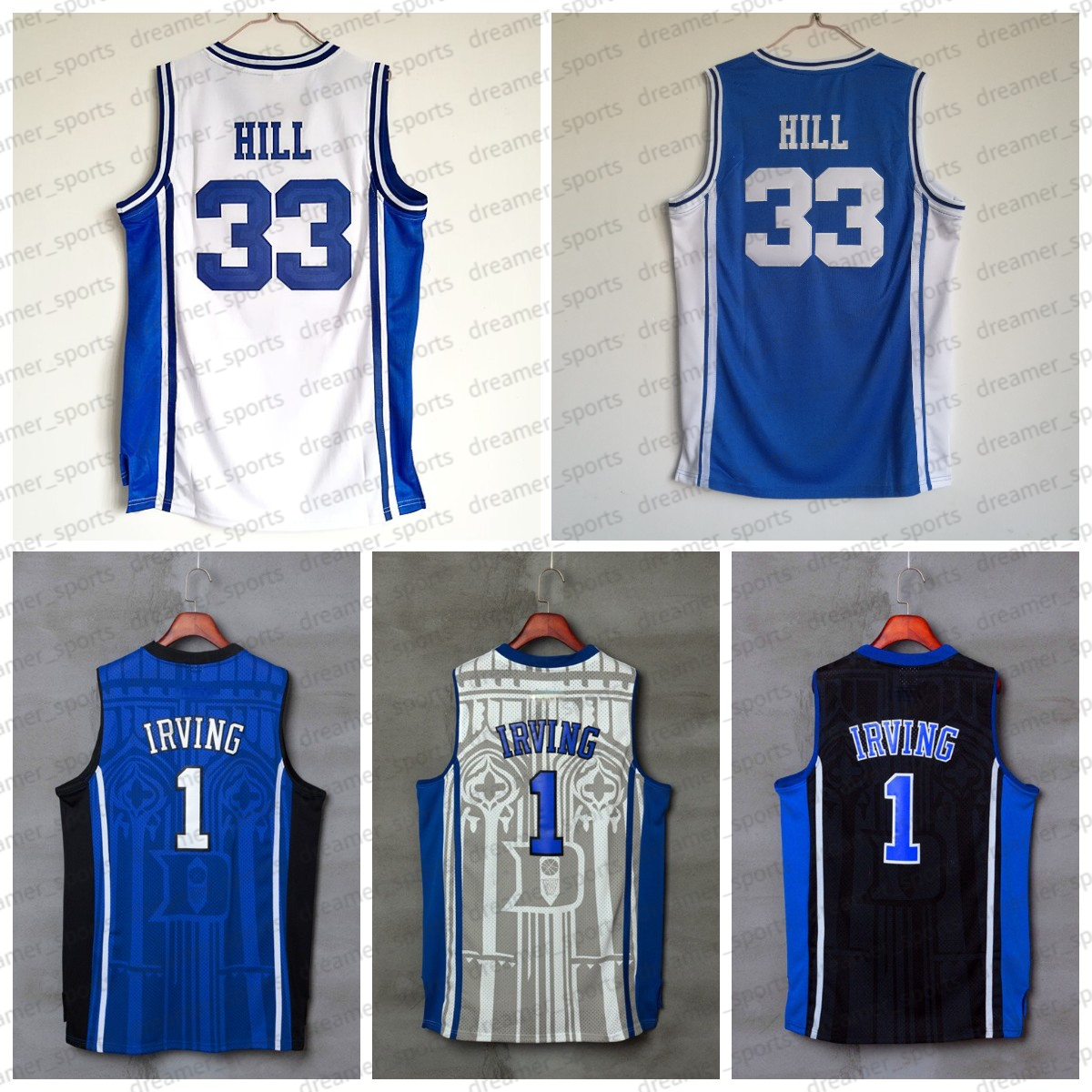 

NCAA 1 Kyrie Irving Basketball Jersey 33 Grant Hill Blue White Duke Blue College Mens Jerseys Stitched, Men jersey