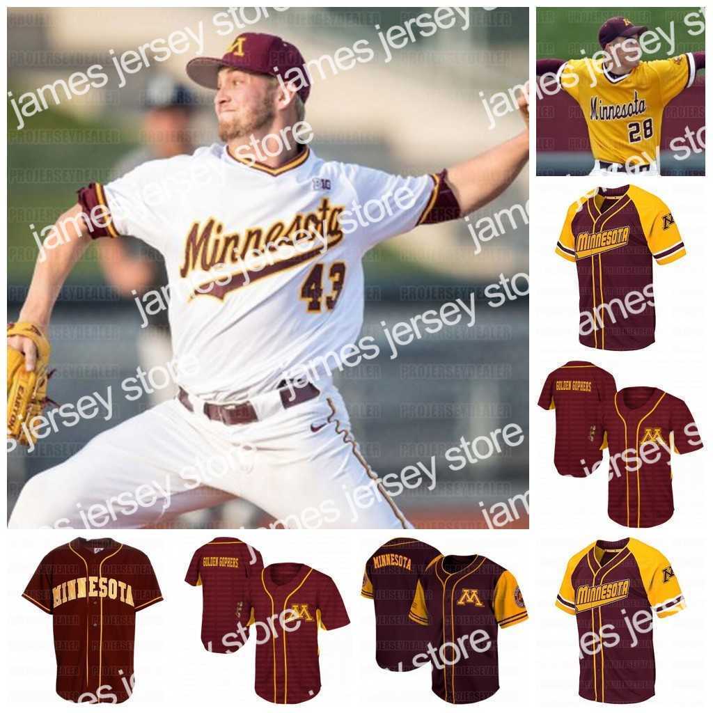 

College Baseball Wears Mens Max Meyer Minnesota Golden Gophers Baseball Jersey Joshua Culliver Nick Lackney Jord Kozicky Custom Jersey, As picture