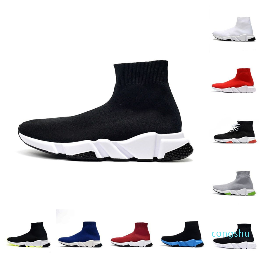 

With Original Box''Balencaigas''Designer Shoes Designer Fly Knit Socks Speed 1.0 Casual Shoes Platform Mens Runner Triple Black White, S016