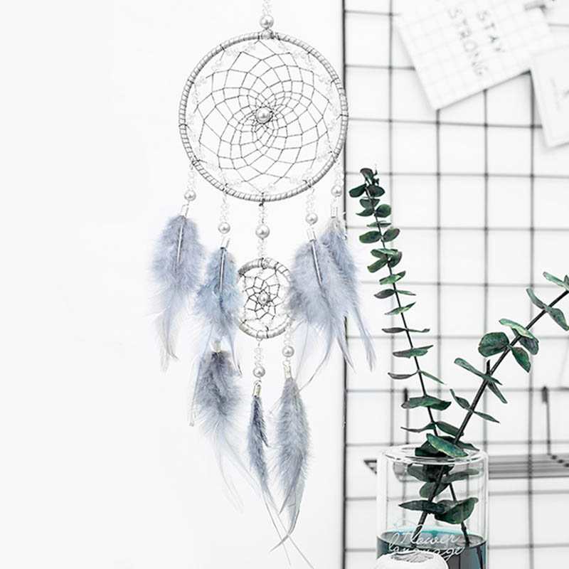 

Dream Catcher 2 Ring Feather Decorative Objects Hanging Art Gifts To Bestie Friends Creative Valentine's Day 1223394