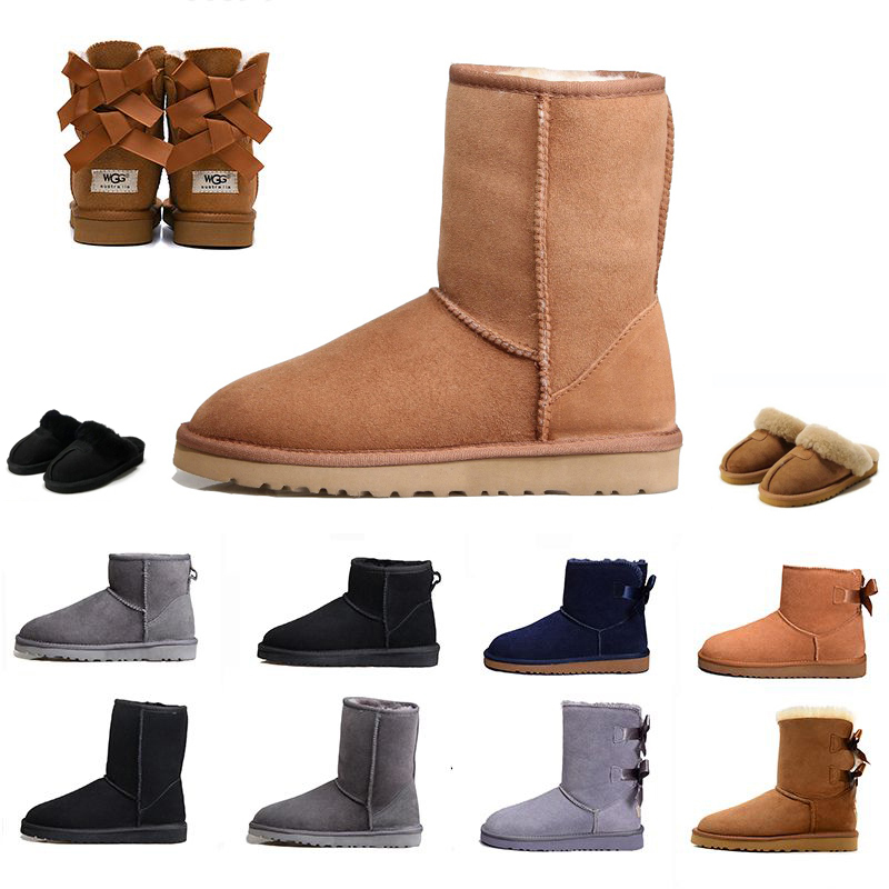 

Australia Australian Over The Knee Boots Slippers Winter Classic Women Mini Half GS U5854 Snow Boot Full Fur Fluffy Furry Satin Ankle Boots Booties Slipper, Color#1