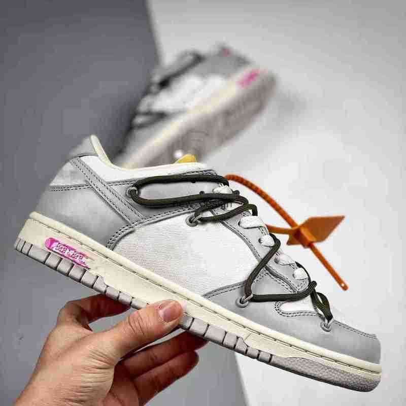 

High Quality Low 1 The 50 22 Men Women Running Shoes Brown Shoelaces Orange Buckle Trainers Grey White Sneakers DM1602-124, Box