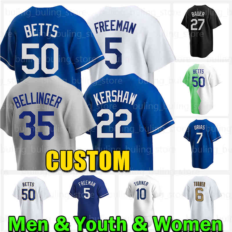 

5 Freddie Freeman Baseball Jersey 50 Mookie Betts Los Angeles Cody Bellinger Julio Urias Trevor Bauer Justin Trea Turner Jackie Robinson Dodgers Max Muncy Joey Gallo, Custom women(d q)