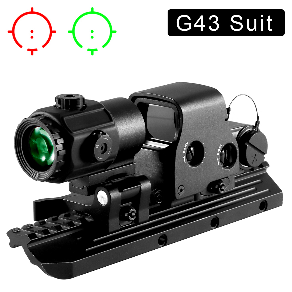 

558 Holographic Red Dot Sight 558 G43 G33X Sight Magnifier Collimator Sights Reflex with 20mm Holographic Scope Red/Green Illuminated
