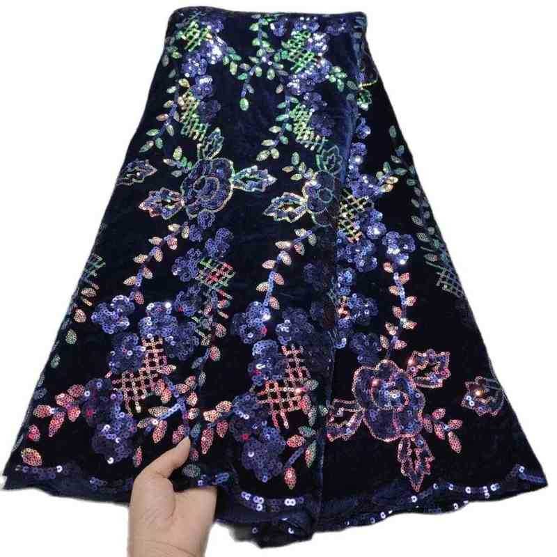 

Fabric Multiple Sequins Lace Fabric Velvet Base Double Sequins Design African Velvet Sequins Lace Fabrics J220909