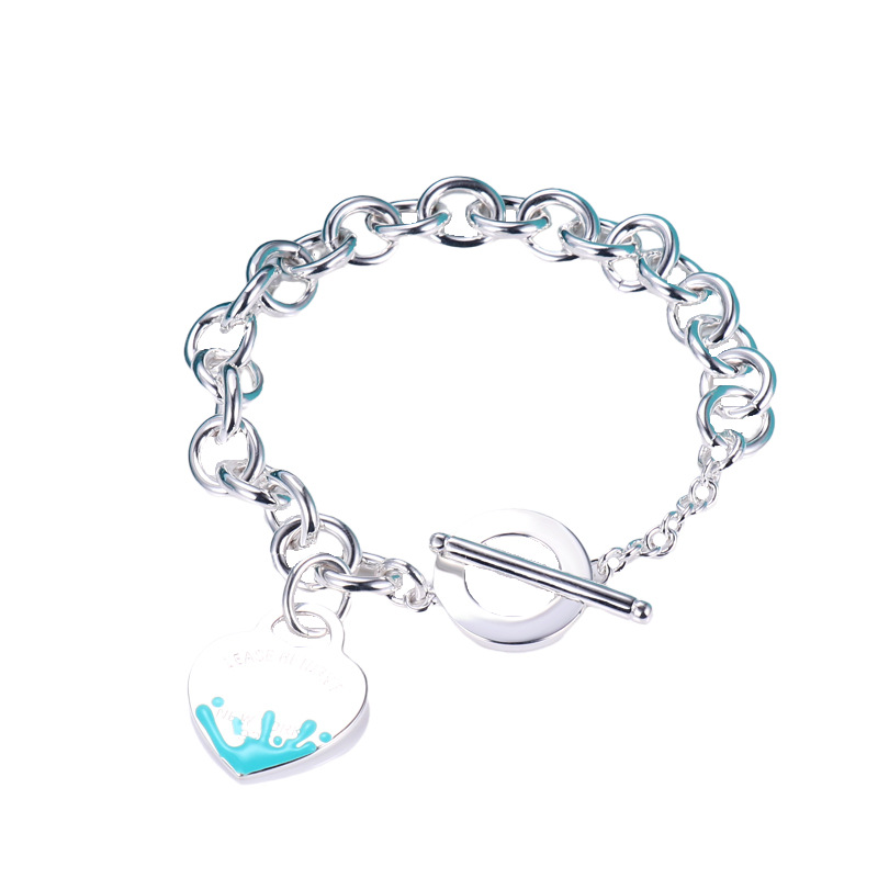 

Chain Charm Bracelets designer luxury bangles cjeweler bijoux for womens Enamel love OT buckle couple bracelet CNC steel print hang tag thick chain