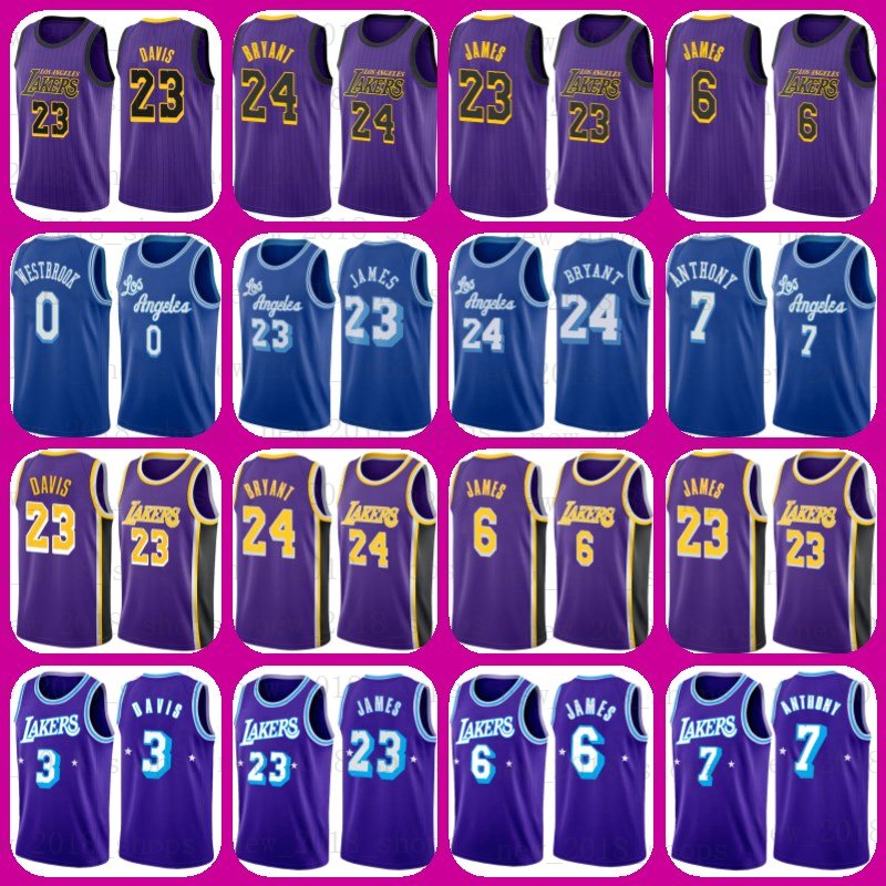 

Fans Tops Tees Los''Angeles''Lakers''Anthony 3 Davis Jersey 6 LeBron 23 James Carmelo 7 Anthony Russell 0 Westbrook Black Mamba Mens Basketball Jerseys, Men jersey