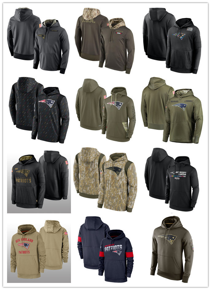 

Football Hoodie New England''Patriots''MEN Salute to Service Crucial Catch Therma Performance Pullover S