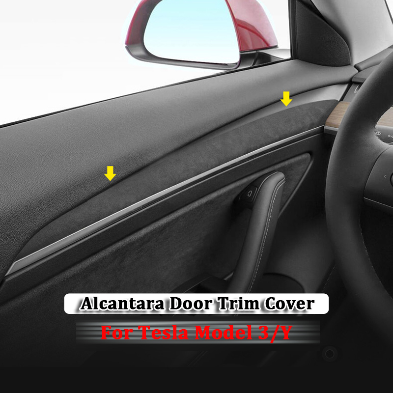 Revêtement de garniture de porte en daim pour Tesla modèle 3 Y 2017 – 2022, accessoires de décoration intérieure, couverture de style de garnitur