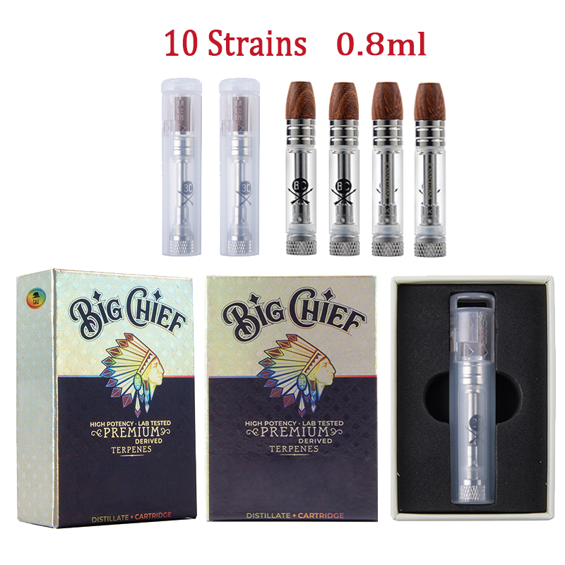 

Big Chief Vape Cartridges Empty Atomizers 0.8ml Copper Coil Carts Thick Oil Dab Pen Wax Vaporizer E Cigarettes Cartridge Starter Kits