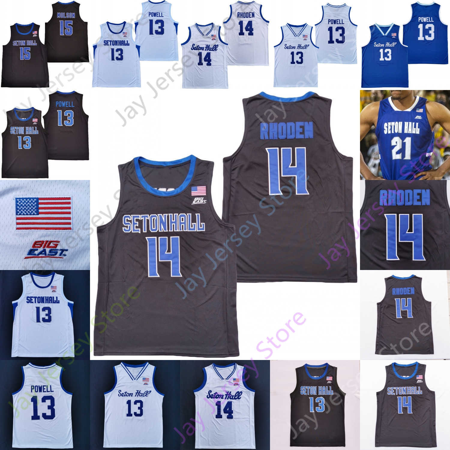 

Seton Hall Basketball Jersey NCAA College Myles Powell Jared Rhoden Tray Jackson Bryce Aiken Myles Cale Tyrese Samuel Long Jamir Harris, Black i