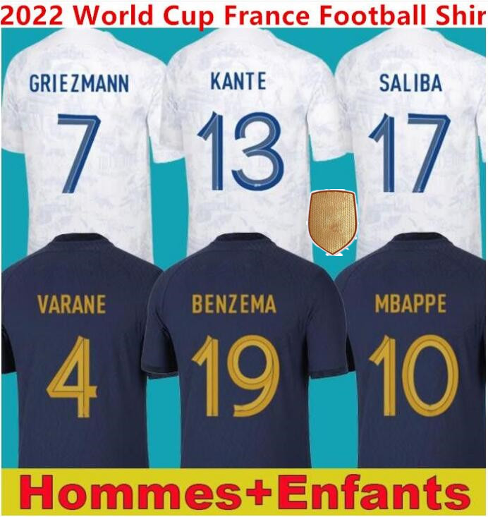 

Maillots de football 2022 French fra nce Soccer Jersey French BENZEMA Francia MBAPPE GRIEZMANN POGBA kante maillot foot kit enfants set Football shirts MEN size S-4XL, Home