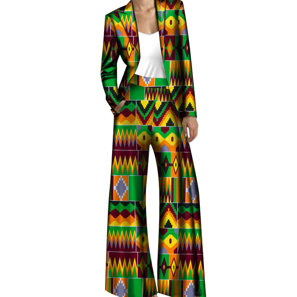 

Women's Two Piece Pants Blazer Suits for Office Lady Custom Loose Fashion Boutique Width Pant and Casual Coat Set for African Women Clothes WY5778