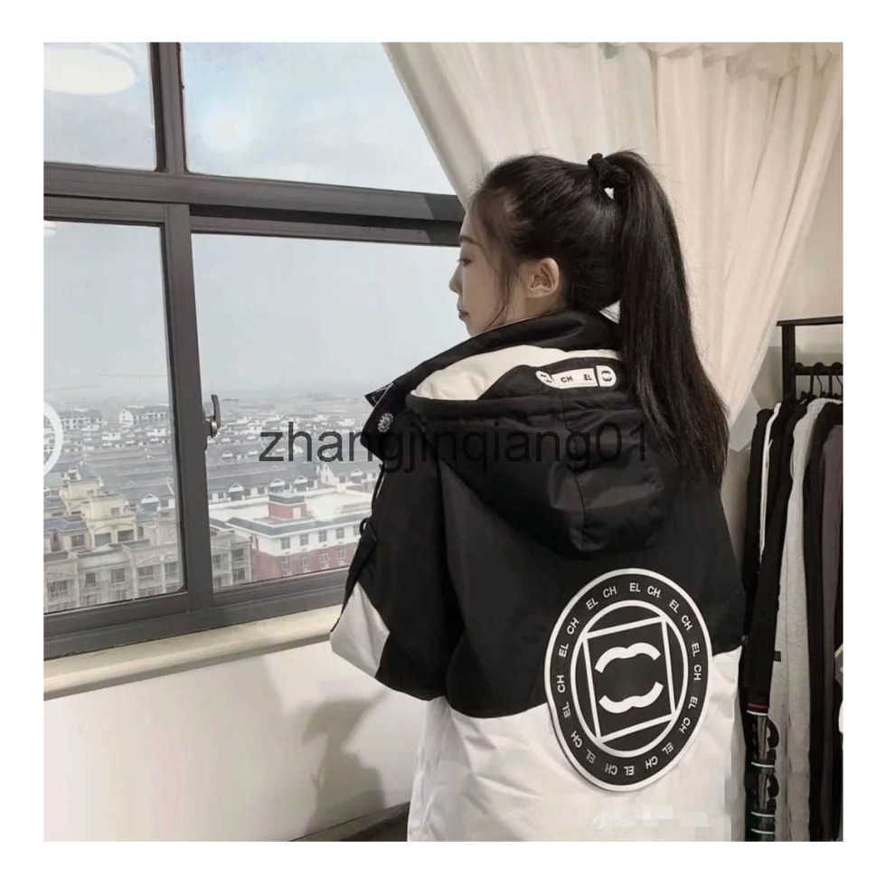 

Designer Channel Down Puffer Jacket Mens Womens Autumn Winter White Duck Down Style Thickened Extra Long Tooling Fashion Brands Vintage Large Loose Parkas Coats, Black white