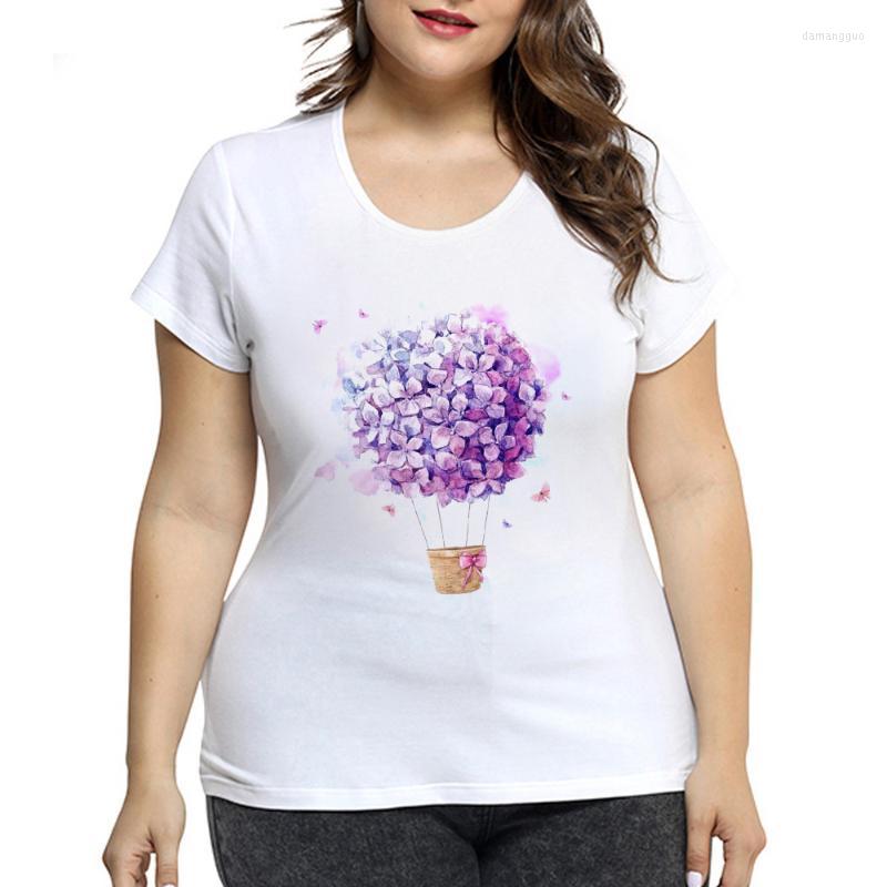 

Shirt Women's Plus Size T-shirts Women 2022 Flower Print Casual Fashion Trend Summer Clothes For Woman Ladies Top Female 4XL, 19801