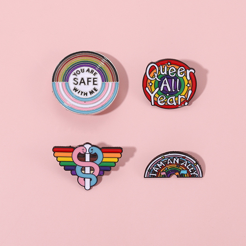 

Delicate Alloy Rainbow Brooches Pins Ins Trend "I am an ally" Letters Paint Badges Mini Colorful Enamel Metal Brooches For Women Gift