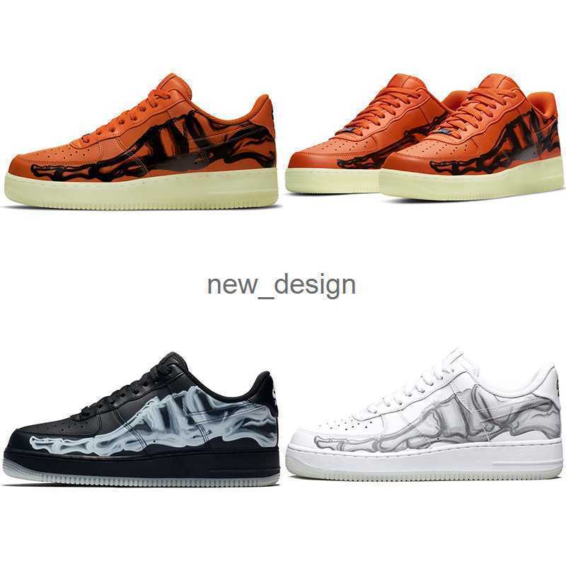 

Skeleton Halloween Bones Nightlight Visible Skateboard Shoes Mens low 1 Black White Orange Leading Designer Women Sneakers