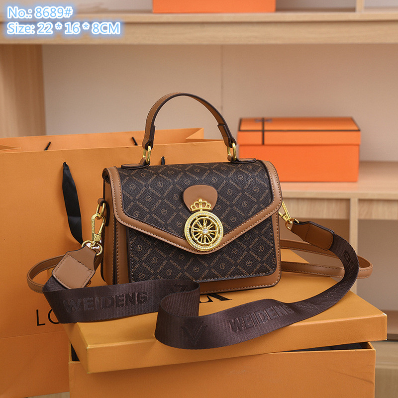 

Wholesale factory women shoulder bag 2 elegant color atmospheric polka dot handbag small fresh printed fashion mobile phone coin purse leather backpack, Khaki-8689#