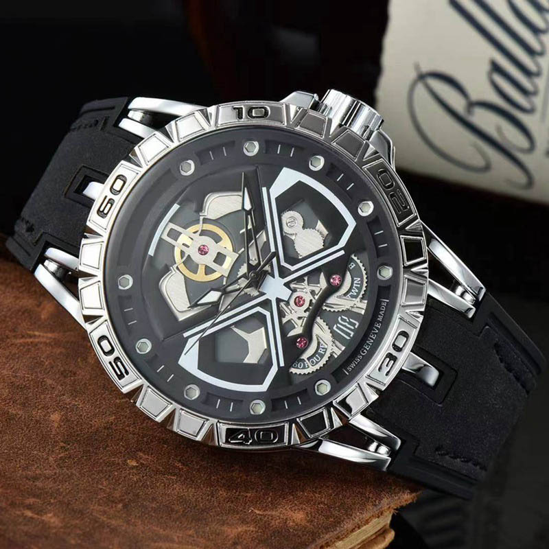 

2022 Men's Luxury Quartz Watch Business Leisure Colorful Hollow out Technology Multi functional Sports Timekeeping Luminous Waterproof Tape Wrist Watches, C007