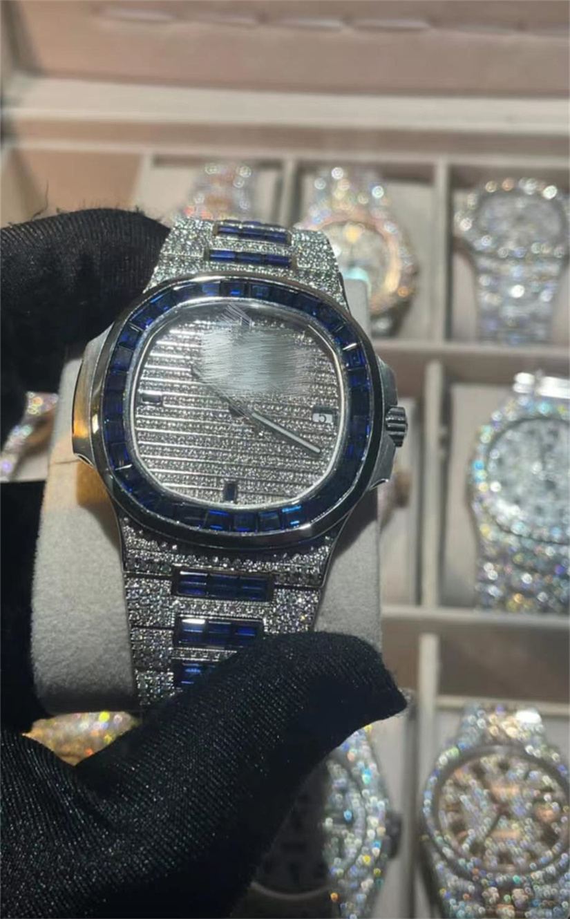 

luxury mens watches moissanite Mosang stone diamond watch movement watches for men TOP montre de luxe wristwatch Mechanical automatic 904L 1016, Drilling pen-not watch