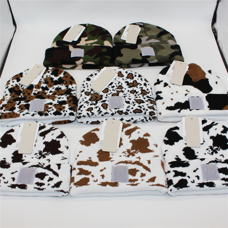 

Fashion Letter Knitted Hats Winter Beanies Unisex Leopard Cow Printed Skull Caps Designer Bonnet Trendy Label Crochet Hat Hip Hop Knitting Beanie Warm Ear Muff Gifts, Randomly mixed colors