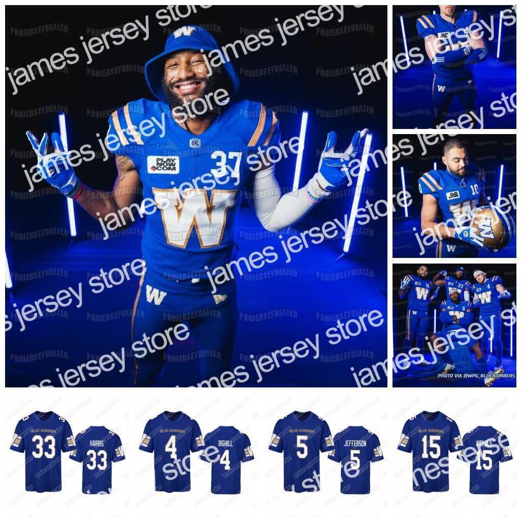 

Football Jerseys 2022 Winnipeg Blue Bombers Alternate Jersey15 Matt Nichols 33 Andrew Harris 4 Adam Bighill 5 Willie Jefferson 66 Stanley Bryant Darvin Adams, Away jersey youth s-xl