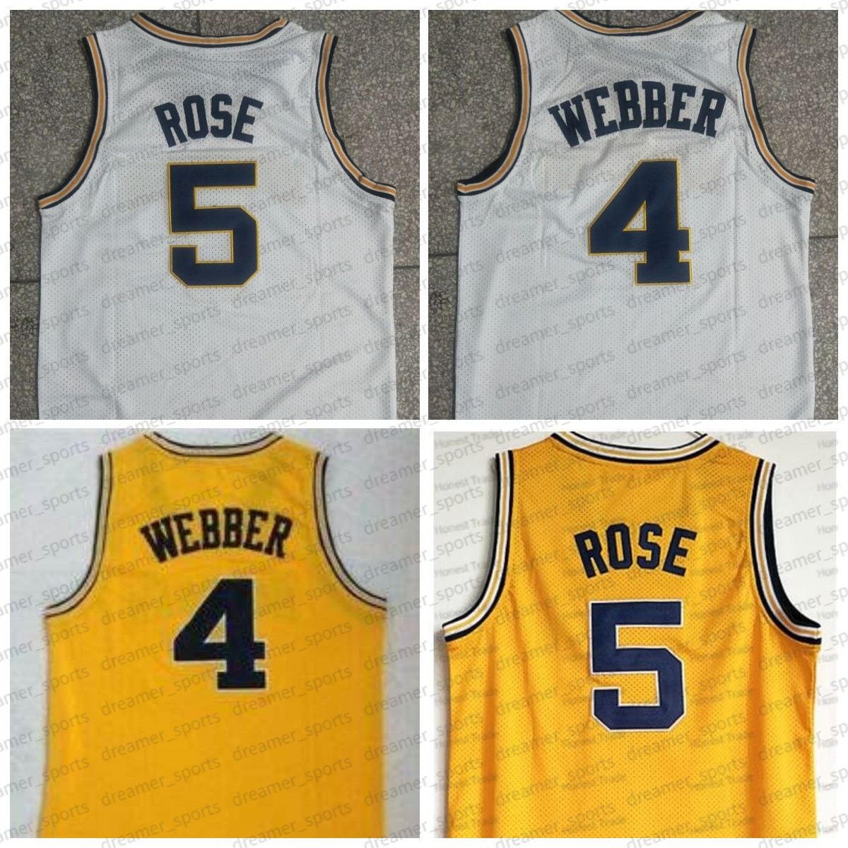 

NCAA Chris Webber Basketball Jersey Jalen Rose Blue White Michigan Wolverines College Mens Jerseys Stitched, Men jersey