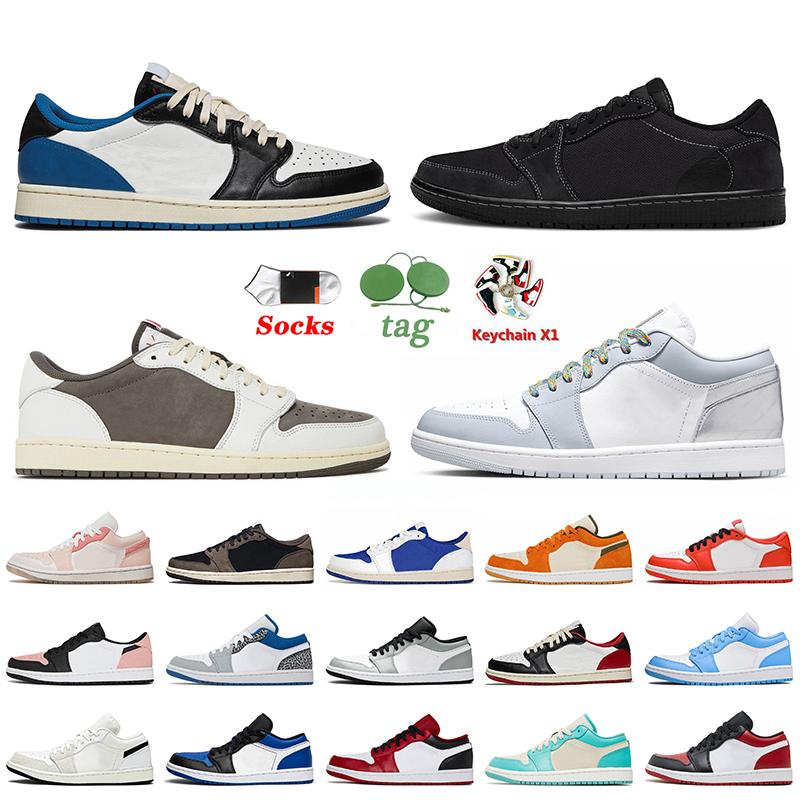 

2023 Women Mens Jumpman 1 Low Basketball Shoes 1s Fragment Cactus Jack Black Phantom Reverse Mocha Tear Away Silver Olive True Blue Trainers Sports Sneakers, B45 low panda 36-46