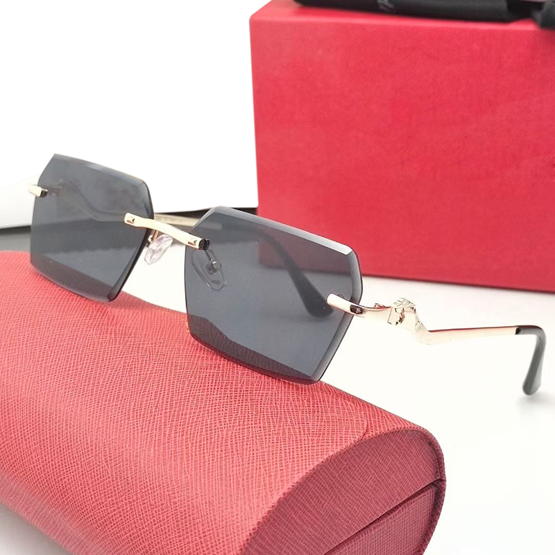 Unique Designer Sunglasses Woman Mens Unisex Vintage Eyeglasses Square Black Pink Brown Lens Rimless Sun Glasses Hexagon Gold Eyewear Decoration Eye