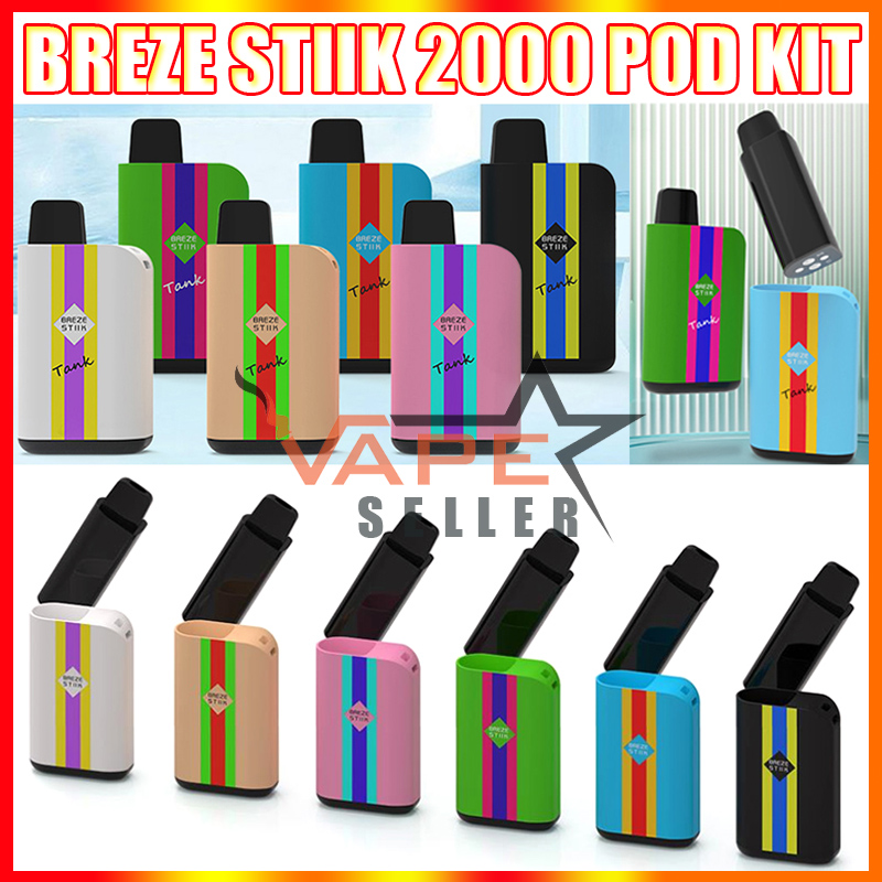 

Original Breze Stiik Tank 2000 Puffs Disposable Vape Pod E Cigarette With Rechargeable 650mAh Battery 6ml Prefilled Replaceable Pods VS Lowit Elfworld