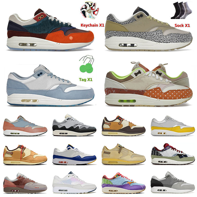 2022 Arrival 1 Running Shoes Won-Ang Safari Patta Black Grey La Ville Lumiere Wheat Mens Women 87s Gorge Green Sneakers Trainers