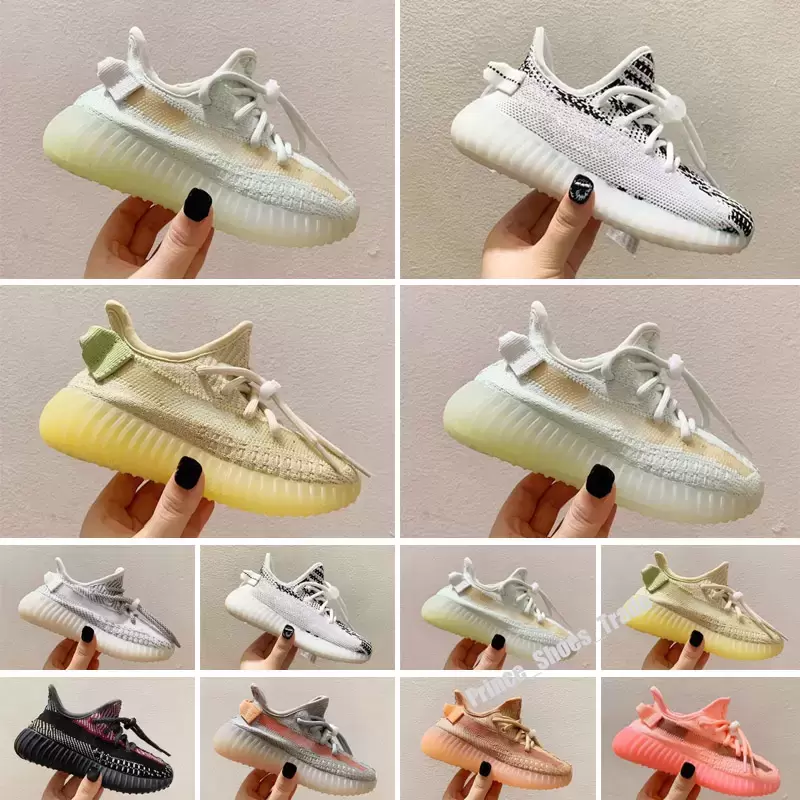 

kids shoes boys girls 3M Reflective 35 West Yecheil Static Glow Green Clay Toddler Children Tr yeezies yezzies 350 V2 Kanyes kqE, Photo color