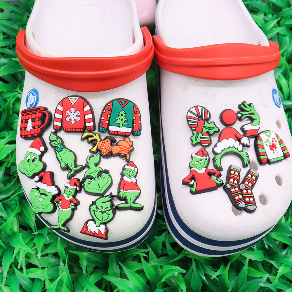 

Wholesale 100Pcs PVC Christmas Styles Sweater Cartoon Slippers Shoe Designer Decorations Buckle For Boys Girls Croc Charms Jibbitz Clog
