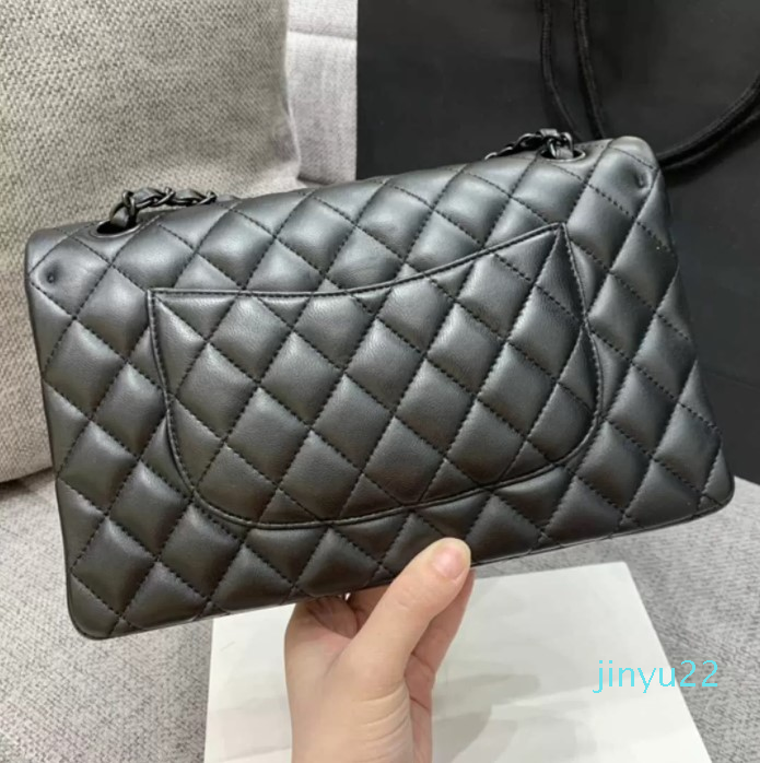 2022 nouvelle mode Original Qualité Femmes Sacs Sacs à main Caviar Agneau Classique Matelassé Double Rabat Taille Moyenne 25cm Chaîne Sac À Main