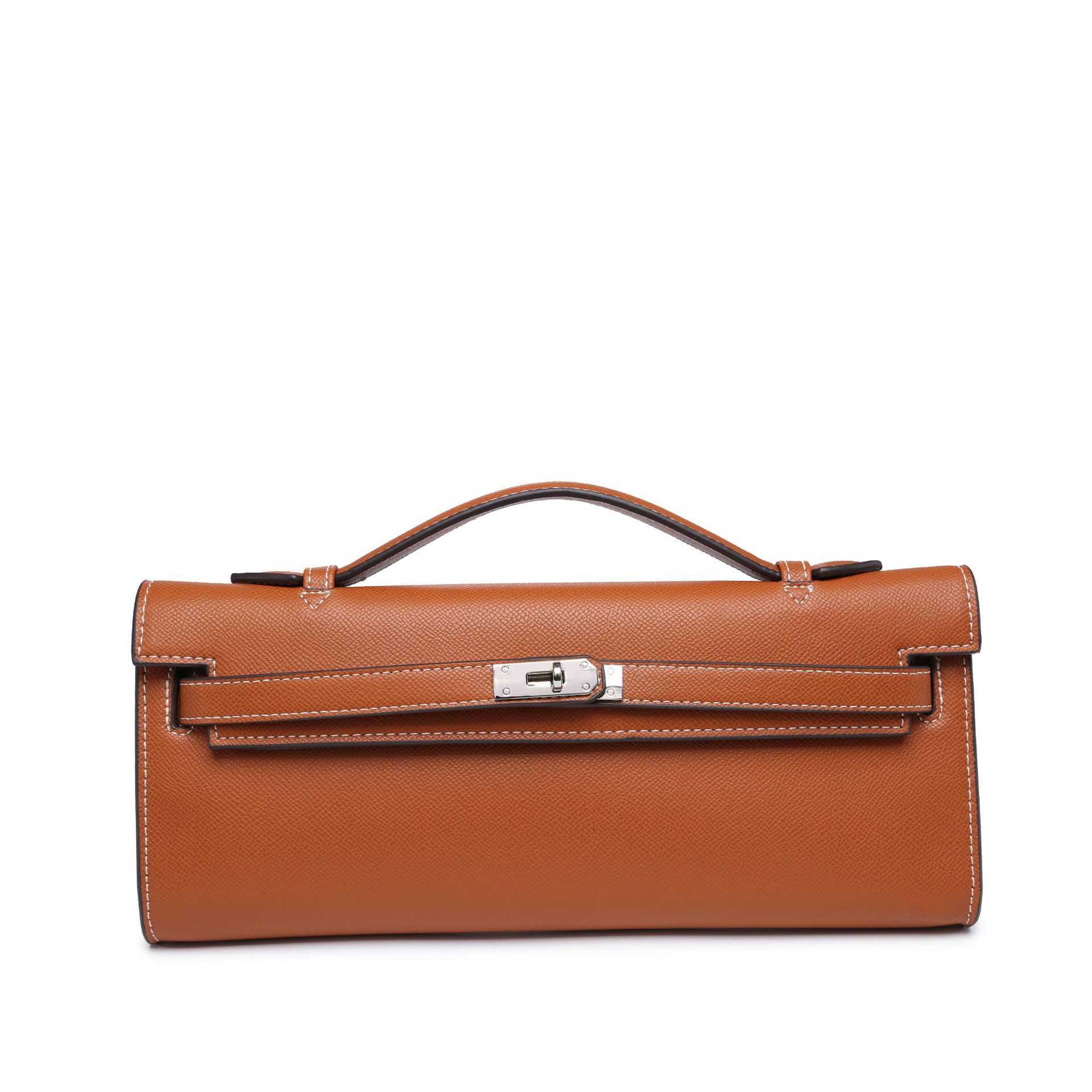 

Tote Bag Hermee Shopping HandbagWomen Handbag Style h Family Palm Grain Designer Long Kellies Fashion Party Dinner, Silver button brown 1