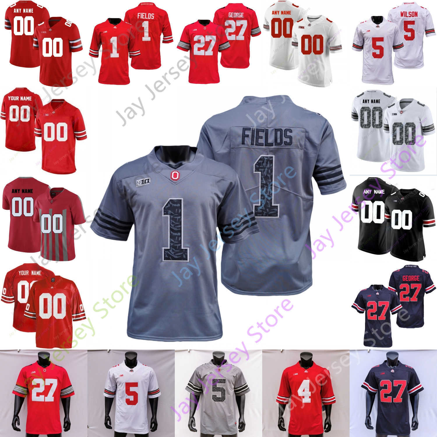 

Ohio State Buckeyes Football Jersey NCAA College Nick Bosa Ezekiel Elliott Cris Carter Braxton Miller Cardale Jones Barrett Griffin Fleming, Grey