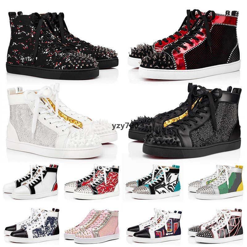 Red-Bottoms Shoe chrétiens Chaussures rouges grandes taille US 13 Luxurys Designers Mens Womens Casual Platform Sneakers Fashion Spiks All Black