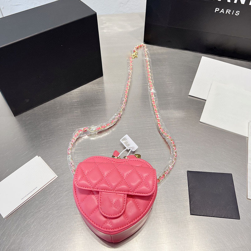 

Fashion Women Heart Classic Zipper Shoulder Bag Diamond Lattice Leather Quilted Mini Luxury Designer Crossbody Handbags Vintage Shell Tote Bag Coin Purse Wallet, Beige