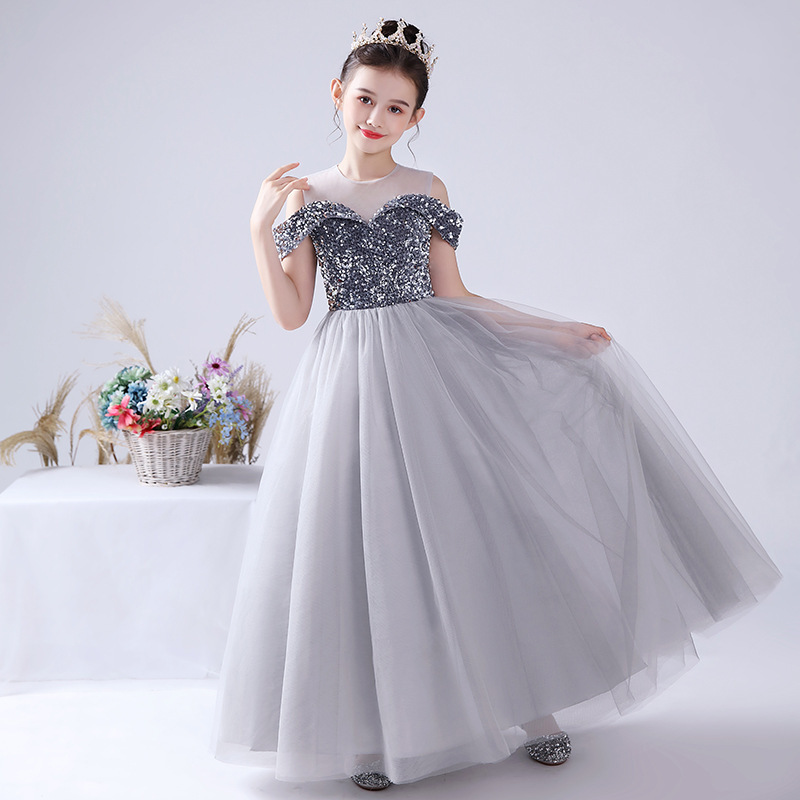 2023 fleur filles robe cristal Pageant robes robe de bal perlée enfant en bas âge vêtements pour bébés paillettes petits enfants robes d'annivers
