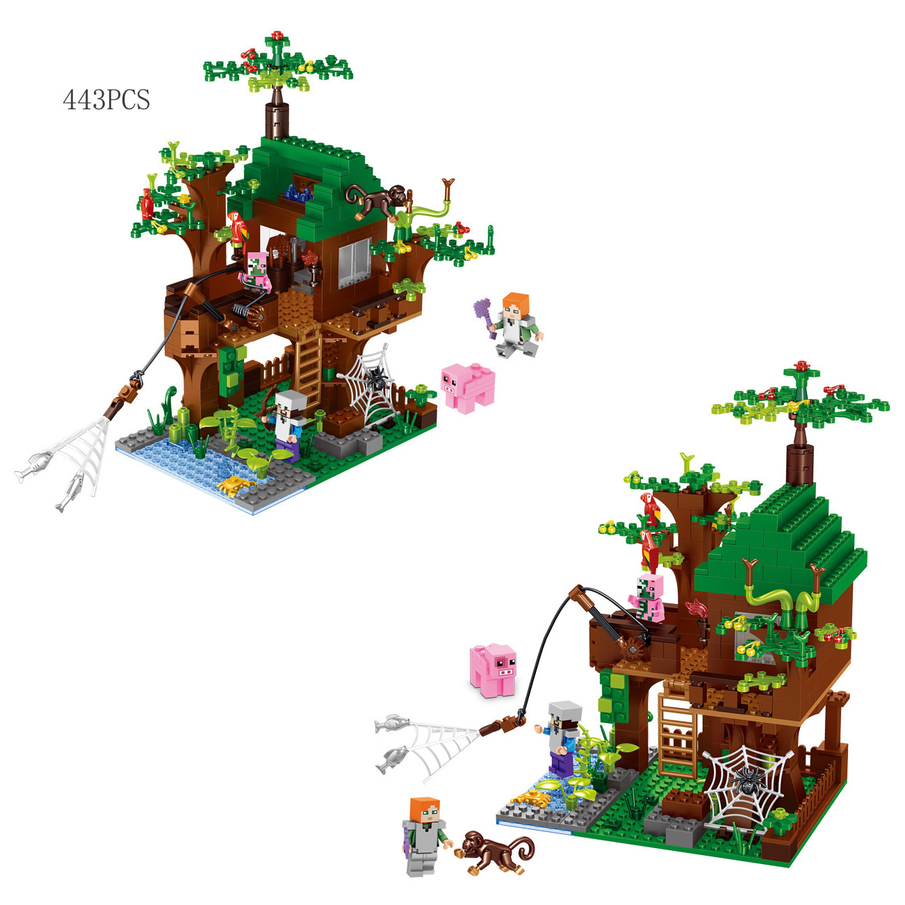 

My World Model Building Kit The Riverside Cabin DIY Blocks Mini Figures 443Pcs Set Kids Toys 63122