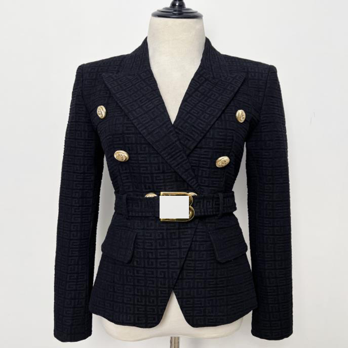 

Women's Suits & Blazers S-5XL2022 Spring And Autumn Fashion High-quality Small Suit B Home Lion Button Short Black White Jacquard Jacket, Army green