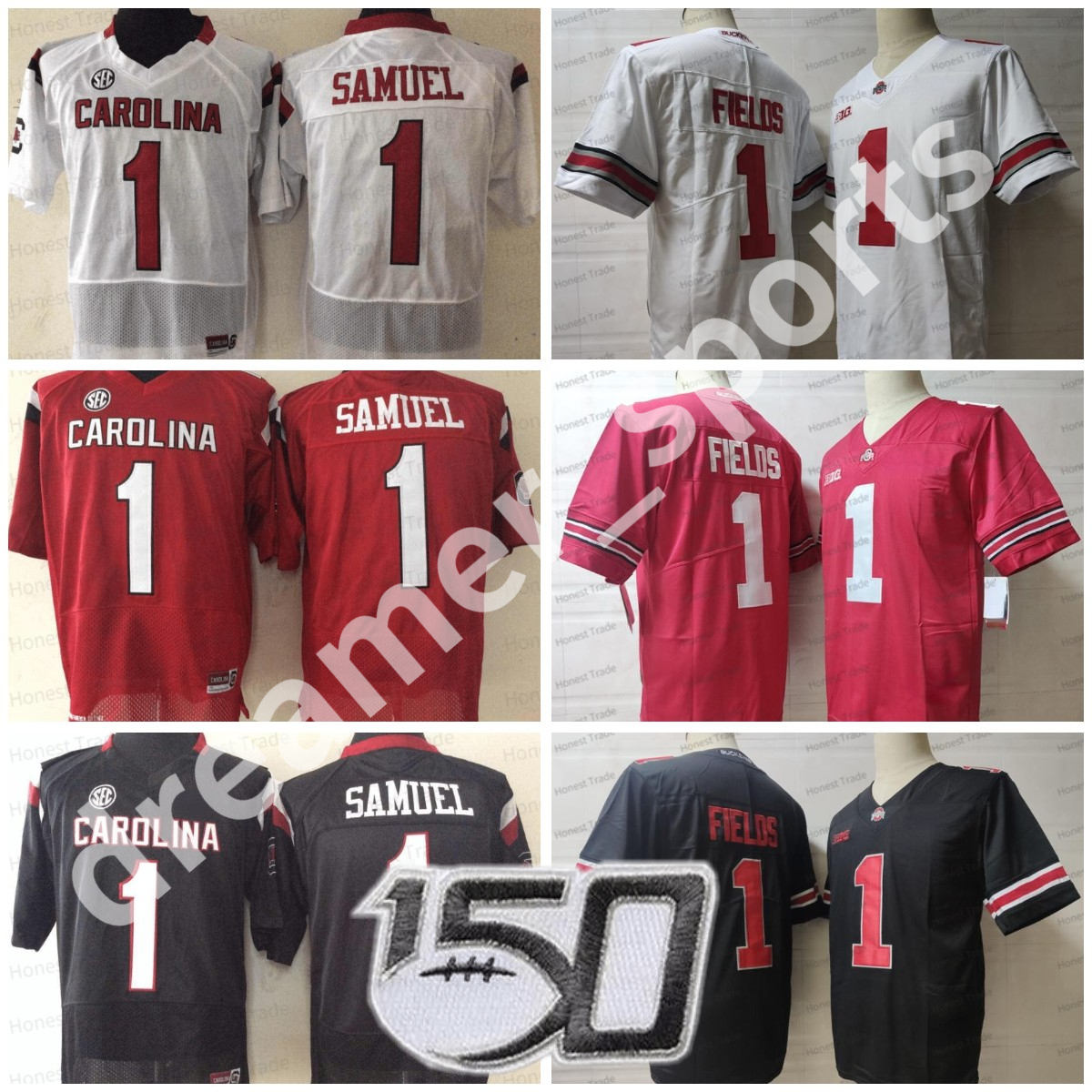 

NCAA South Carolina 1 Deebo Samuel Football Jersey 1 Justin Fields Ohio State Buckeyes White Red College Mens Football Jerseys Stitched, Men jersey