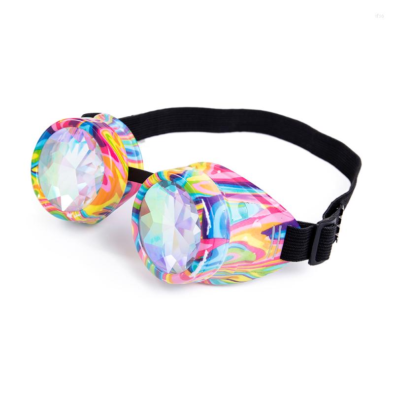 

Sunglasses C.F.GOGGLE Rave Retro Steampunk Goggles Unisex Cool Rainbow Color Punk DIY Glasses Crystal Glass Lens Cosply