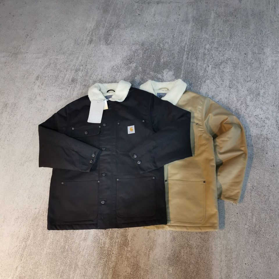 

Winter mens down jacket Carhart designer jackets American retro embroidery Windbreaker man fur collar Down coat, Creamy